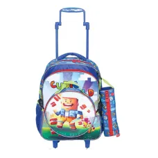Kit Mochila de Rodinha Cubic World + Lancheira +Estojo 