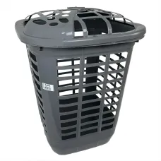 Cesto Telado Roupa Plástico Grande Vazado 60lts Tampa Cor Cinza Quadrado Telado