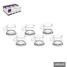 Xícara De Vidro 85ml 6 Peças Modelo Robusta Lisa