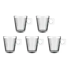 Jogo Xícaras De Vidro Para Café 80ml Lima Lines 5 Peças Jogo Xícaras De Vidro Para Café 80ml Lima Lines 5 Peças