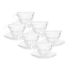 Jogo De 6 Xícaras Com Pires De Café E Chá 220ml Jogo De 6 Xícaras Com Pires De Café E Chá 220ml