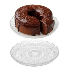 Prato Para Bolo Pequeno De Vidro Transparente Bohemia 20,5cm Prato Para Bolo Pequeno De Vidro Transparente Bohemia 20,5cm