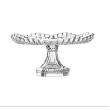 Prato Bolo Pé Milan 29cm Centro Mesa Raso Vidro Inga Incolor