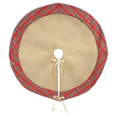 Saia Arvore Natal Tecido Bege Vermelho 8 Saia Arvore Natal Tecido Bege Vermelho 8