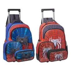 Kit Mochila Com Rodinhas + Estojo E Lancheira Spider