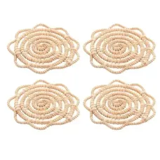 Conjunto 4 Porta Copos Lyor de Fibra Natural Flor 10cm