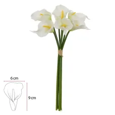 Buque Copo Leite Ramalhete C/Fita X7 Bco 33cm Florarte