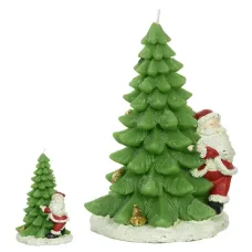 Vela Arvore C/ Papai Noel 17cm Verde Florarte Vela Arvore C/ Papai Noel 17cm Verde Florarte