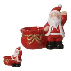 Porta Vela Noel Bco Verm 14x13x8cm Florarte Porta Vela Noel Bco Verm 14x13x8cm Florarte