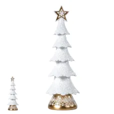 Resina Natal Arvore Bco Dour 37x12cm Florarte Resina Natal Arvore Bco Dour 37x12cm Florarte