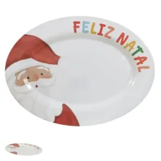 Travessa Oval Noel Aquarelado Bco 35,4x25,7cm Florarte Travessa Oval Noel Aquarelado Bco 35,4x25,7cm Florarte